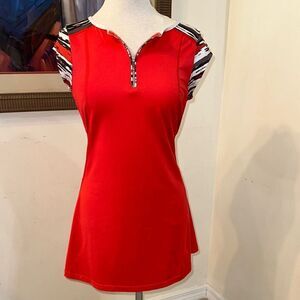 Tail Vibrant Red/Black Zippered Active Dress Size Small